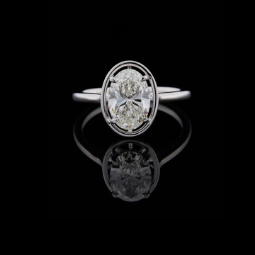 2.00 TCW Elegant Oval Cut Lab Diamond Solitaire Ring in Polished White Gold with bezel set Luxury Fine Jewelry Engagement Piece