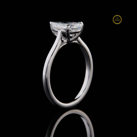 2.00 TCW Timeless Minimalist Design Pear Shaped Solitaire Lab Grown Diamond Ring in Sleek White Gold