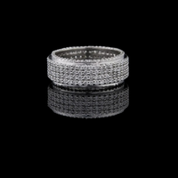 Round Cut Moissanite Diamond Men's Full Eternity Micro Pave Wedding Band
