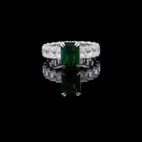Green Emerald Lab Grown Diamond With Radiant Cut Side Stone