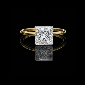 2.15 CT Elegant Gold Band Engagement Solitaire Ring Featuring a Radiant Princess Cut Lab Grown Diamond