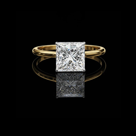 Princess Cut Moissanite Diamond Engagement Ring With Four Prong