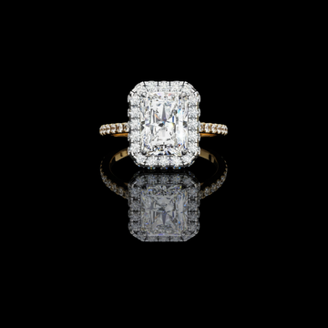 2.19 CT Exquisite Radiant Lab Diamond Halo Ring with Pave Set Diamond Accents on Elegant Band