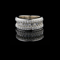 Baguette and Round Lab Grown Diamond Wide Anniversary Band Ring