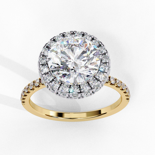 Round brilliant Cut Halo Lab Grown Diamond Pave Ring