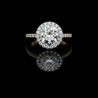Round brilliant Cut Halo Moissanite Diamond Pave Ring