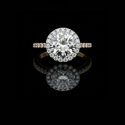 Round brilliant Cut Halo Lab Grown Diamond Pave Ring