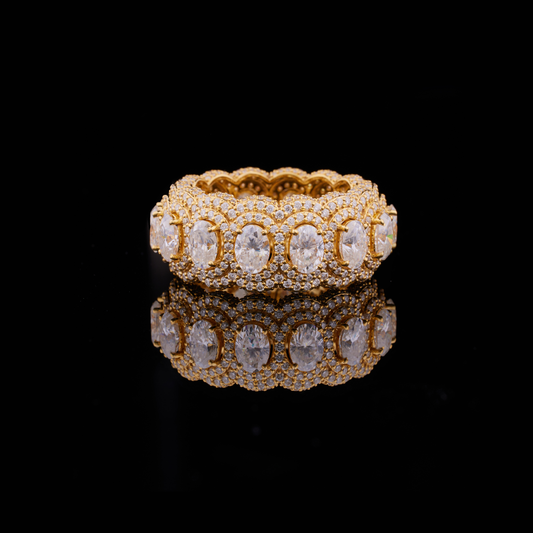Oval Halo Cut Lab Grown Diamond Full Eternity Statement Band Ring