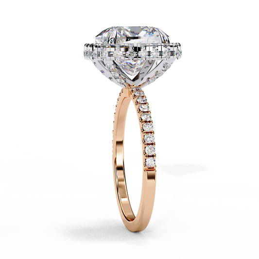 2.50 CT Celestial Glow Cushion Cut Moissanite Diamond Ring with Halo and Micro Pave For Quiet Days