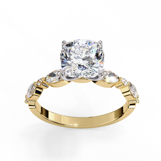 Pave Setting Cushion Cut Moissanite Diamond Anniversary Ring
