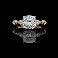 Cushion Cut Pave Band Lab Grown Diamond Engagement Ring