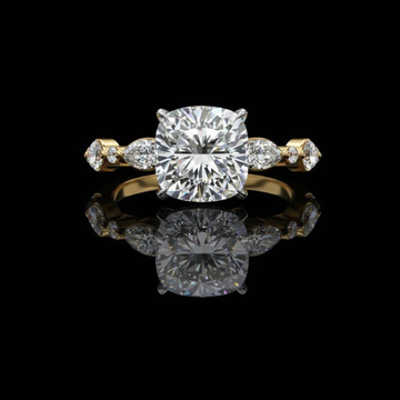 2.65 CT Unique Cushion Cut Lab Grown Diamond Stone Bridal Ring with Marquise Side Stones Luxury Jewelry