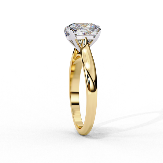 Four Prong Cushion Moissanite Diamond Solitaire Engagement Ring