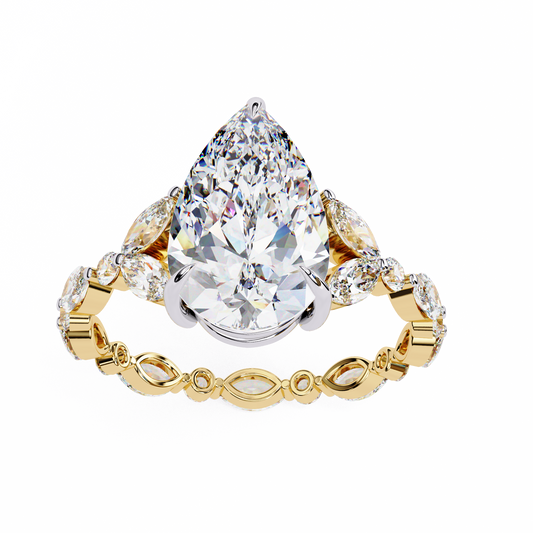 2.96 CT Eternal Promise Pear Cut Lab Grown Diamond Ring With Pave Accents For Dawn