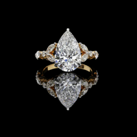 Pear Cut Three Stone Lab Grown Diamond Ring Marquise Side Stones
