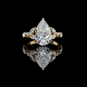 Pear Cut Three Stone Lab Grown Diamond Ring Marquise Side Stones