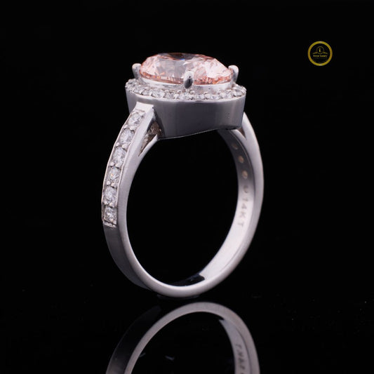 3.00 CT Charming Fancy Vivid Pink Oval Cut Lab Grown Diamond Classic Engagement Ring for Her