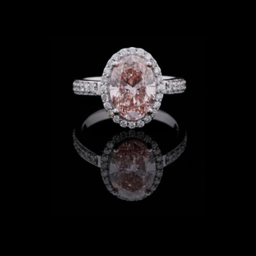3.00 CT Charming Fancy Vivid Pink Oval Cut Lab Grown Diamond Classic Engagement Ring for Her