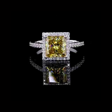 Princess Cut Halo Lab Grown Ring with Split Pave Band