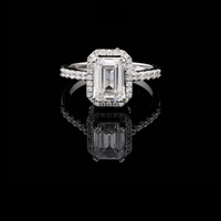 Emerald Cut Halo Lab Grown Diamond Ring
