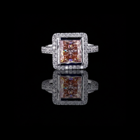 3.00 CT Fantastic Princess Cut Moissanite Diamond Elegant Halo Design with Dazzling Pave Band in Sterling Silver Ring