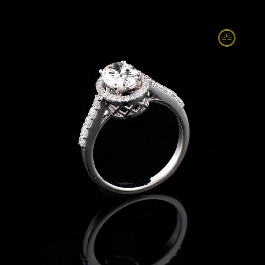 Oval Cut Hidden Halo Lab Grown Diamond  Ring
