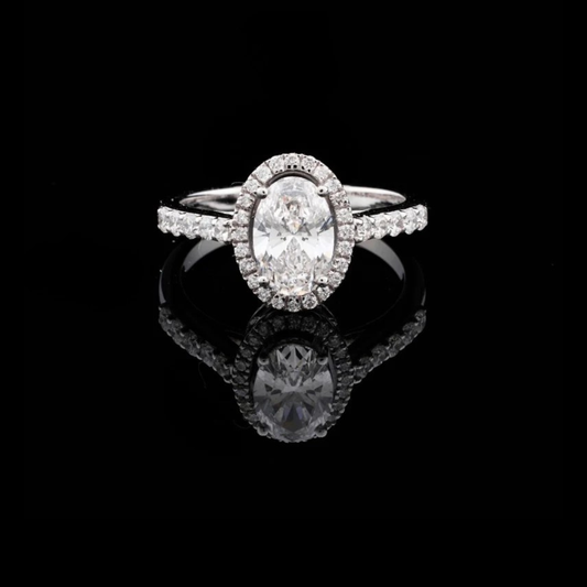 Oval Cut Hidden Halo Lab Grown Diamond  Ring
