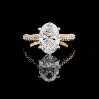 Oval Moissanite Diamond Wedding Ring With Full Pave Band