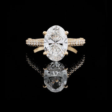 Oval Lab Grown Diamond Wedding Ring With Full Pave Band