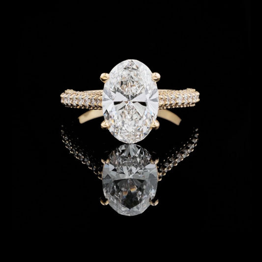 Oval Lab Grown Diamond Wedding Ring With Full Pave Band