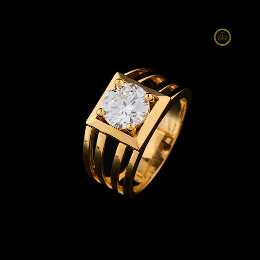 Round Cut Moissanite Diamond Men's Multi Bar Openwork Lattice Statement Band