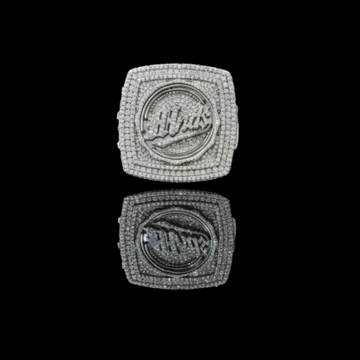 Iced Out Monogram Signet Pave Lab Grown Diamond Statement Ring Custom Moissanite Ring