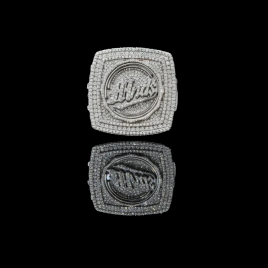 Iced Out Monogram Signet Pave Lab Grown Diamond Statement Ring Custom Moissanite Ring
