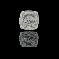 4.10 TCW Luxury Lab Diamond Encrusted Monogram Emblem Ring with Raised Signature Crest Design