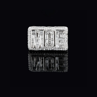 Custom MOE Initial Iced Out Pave Moissanite Diamond Statement Ring Personalized Hip Hop Ring
