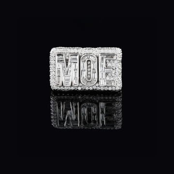 4.08 TCW Exclusive MOE Initials Lab Diamond-Studded Rectangular Statement Ring with Pavé Halo Detailing