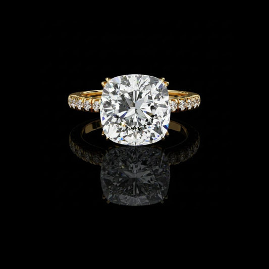 5.23 CT Luxury Cushion Cut Moissanite Diamond With Pave Band Luxury Bridal Ring by Ivevar Luxury