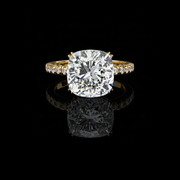 5.23 CT Luxury Cushion Cut Lab Grown Diamond With Pave Band Luxury Bridal Ring by Ivevar Luxury