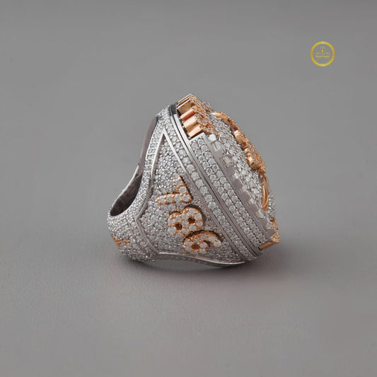 Arabic Calligraphy Iced Out Pave Moissanite Diamond Statement Ring Hip Hop Ring