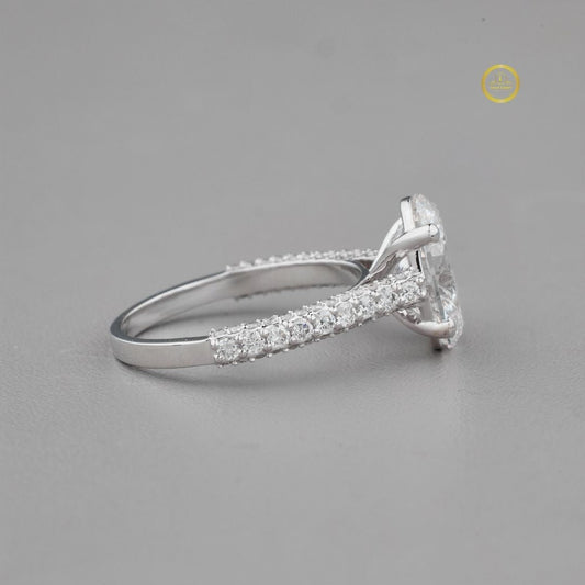 Oval Cut Moissanite Diamond Pave Setting Anniversary Ring