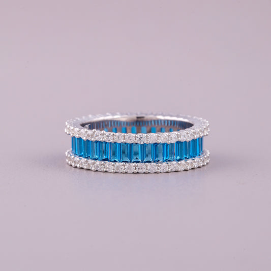 Natural Sapphire Emerald Cut Solitaire Band By Ivevar Fine Jewelry - view 2