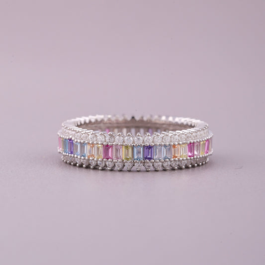 Natural Sapphire Halo Solitaire Bridal Set Diamond Wedding Rings - view 2