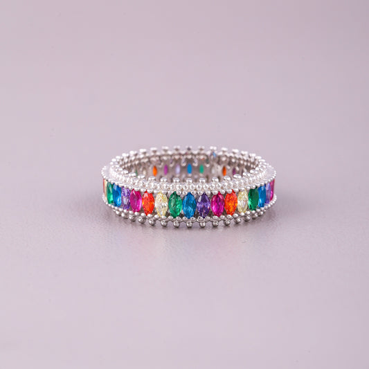 Sapphire Cluster Ring  Diamond Halo Band By Ivevar Stackables