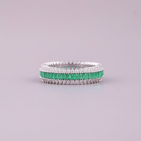 Vibrant Green Natural Sapphire Cluster Ring Diamond Pave Band By Ivevar