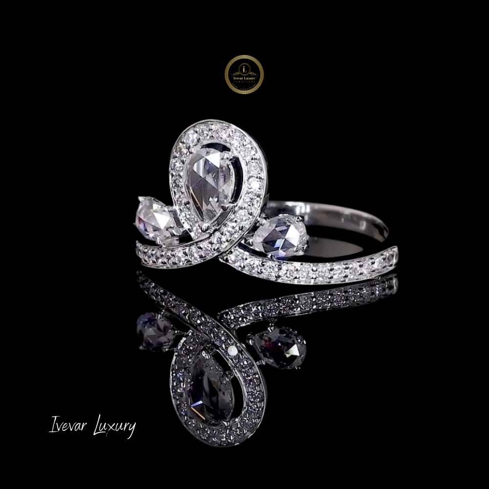 Celestial Loop Natural Rose-Cut Diamond Ring in 14K Gold - view 2