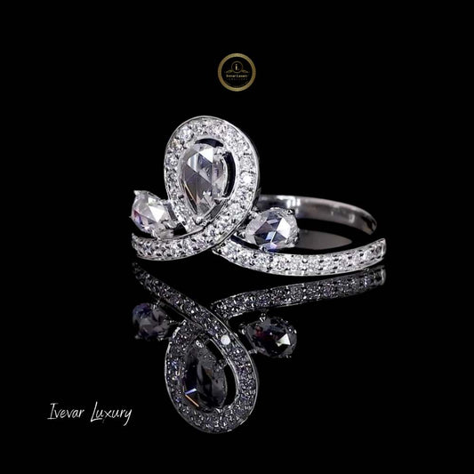 Celestial Loop Natural Rose-Cut Diamond Ring in 14K Gold By Ivevar
