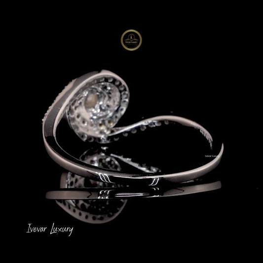 Handcrafted 14K Gold Ring with Natural Rose Cut Diamond & Double Halo By Ivevar