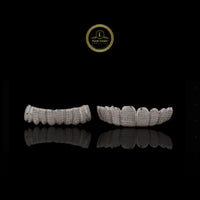 Hip Hop Culture Inspired Teeth Grills Set with Chevron Pave Moissanite