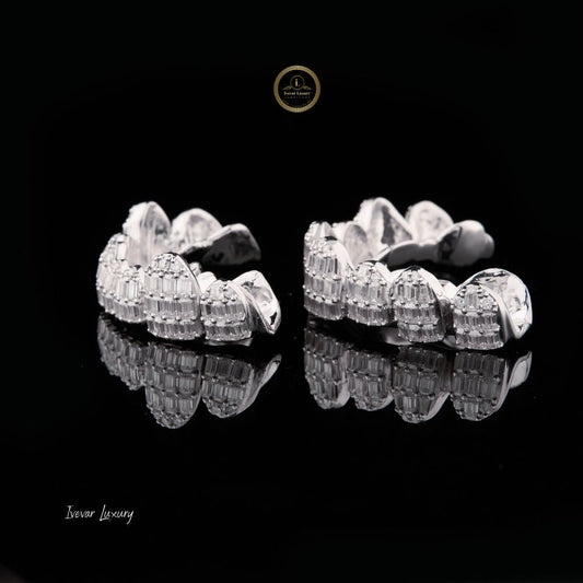 Multi Row Diamond Grillz Covered in Baguette and Round Lab Diamonds