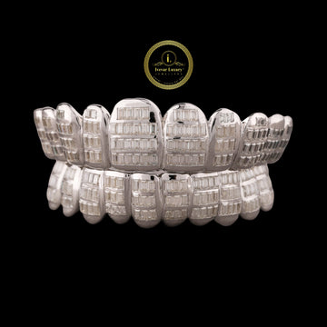 Iced Out Mouth Jewelry Teeth Caps Encrusted with Step Cut Moissanite